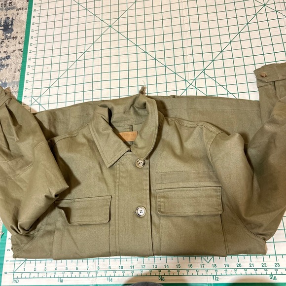 Crescent Size S Jacket Green Utility Field Chore Cotton Blend Balloon Barrel - Picture 5 of 11